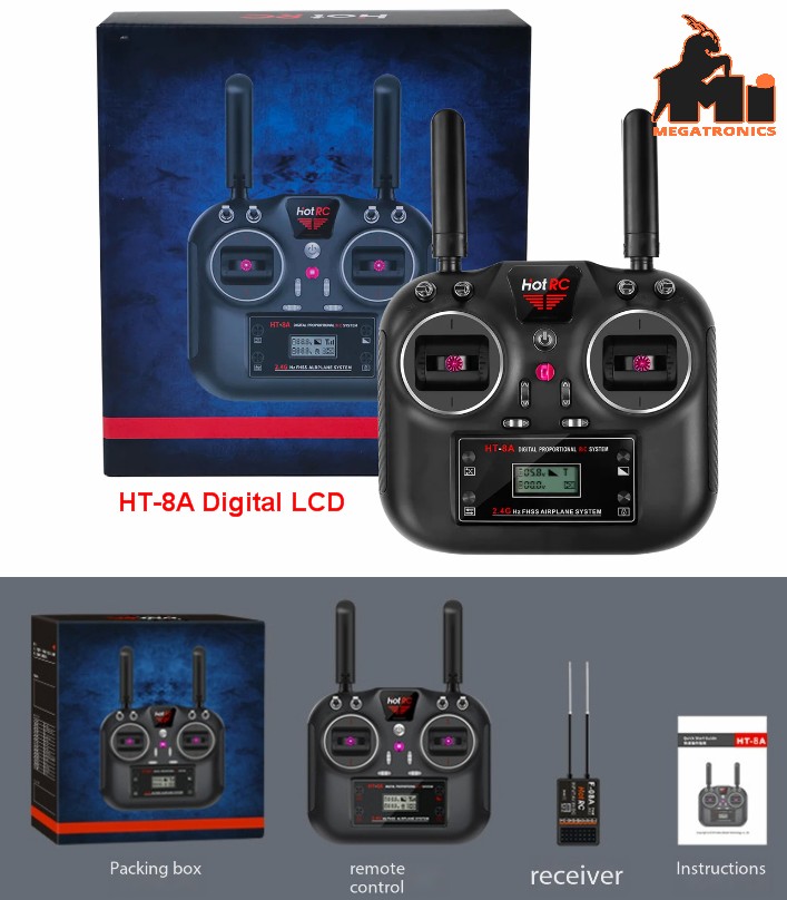 HOTRC 2.4G HT-8A remote control 8-channel transmitter receiver aircraft multi-ro