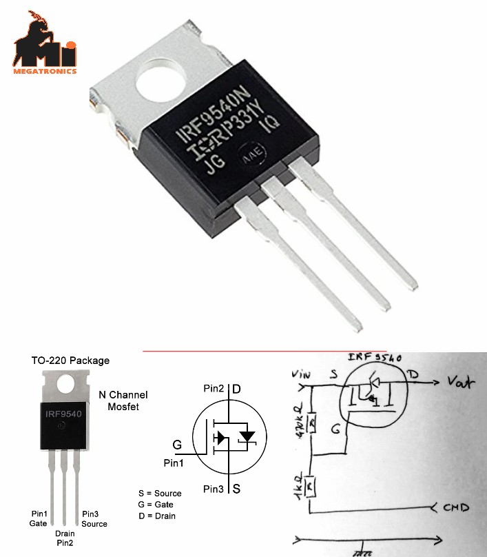IRF9540 P-CHANNEL MOSFET 100V 23A transistor TO-220 power MOSFET