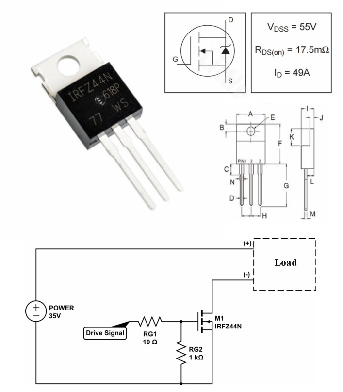 IRFZ44N Transistor N-Channel Rectifier MOSFET Power
