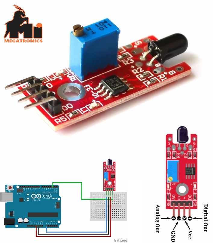 Fire Flame sensor Module KY-026 infrared arduino