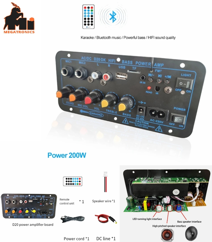 Car Audio Subwoofer Amplifier Board Home Karaoke Bluetooth/USB/TF Stereo dual mi