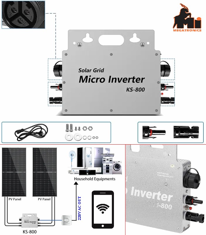 MPPT KS-800 800W Solar micro inverter wifi Smart micro inverter UPS IP65 Waterpr