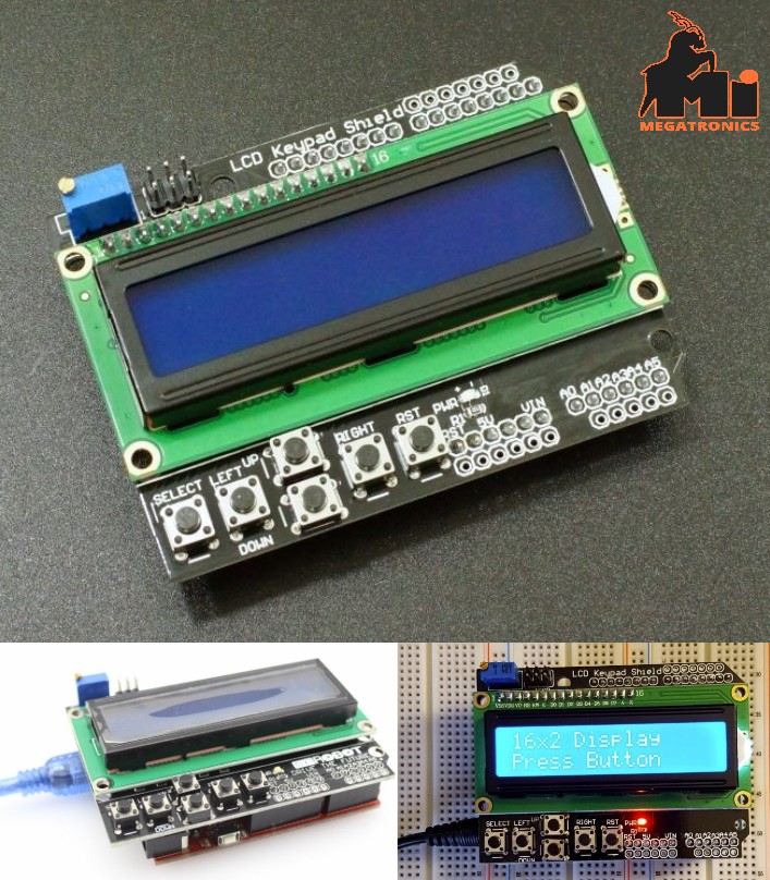 LCD1602 16×2 Blue LCD Keypad Shield screen display arduino