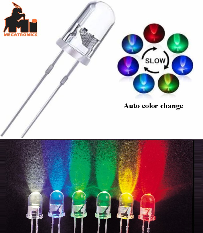 5mm RGB LED auto color changing flashing light automatic colour change 7 colors