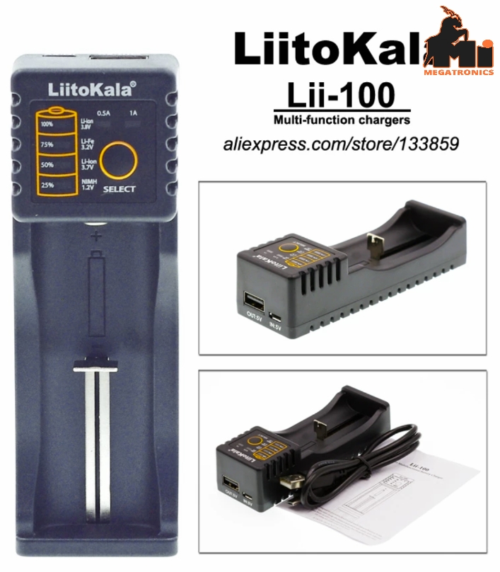 Liitokala Lii-100 smart battery charger 1.2V 3V 3.7V 4.25V 18650 26650/18350 163