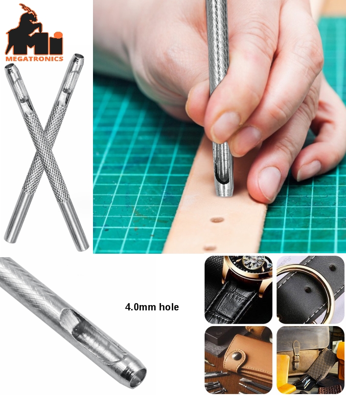 4mm Round Leather Shape Hole Punch Kit Belt Hollow DIY Punch Set Metal Cutter To