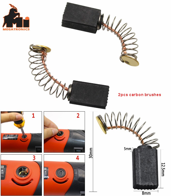 1pair 2pcs Carbon brush electric drill motor grinder spring carbon brushes 5x8x1