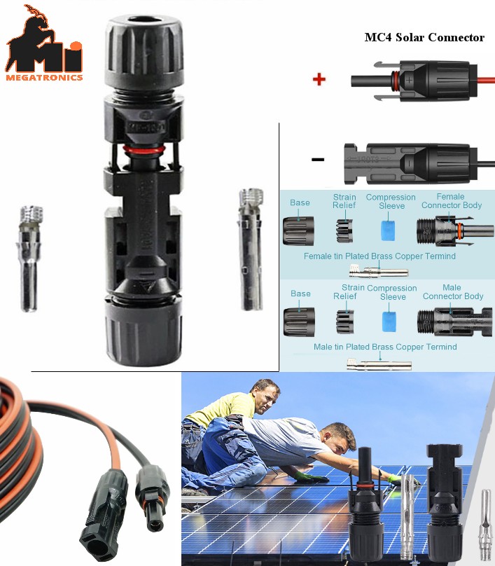 MC4 Solar Panel Connector Male-Female IP67 Waterproof 1000V 30A Cable Connectors