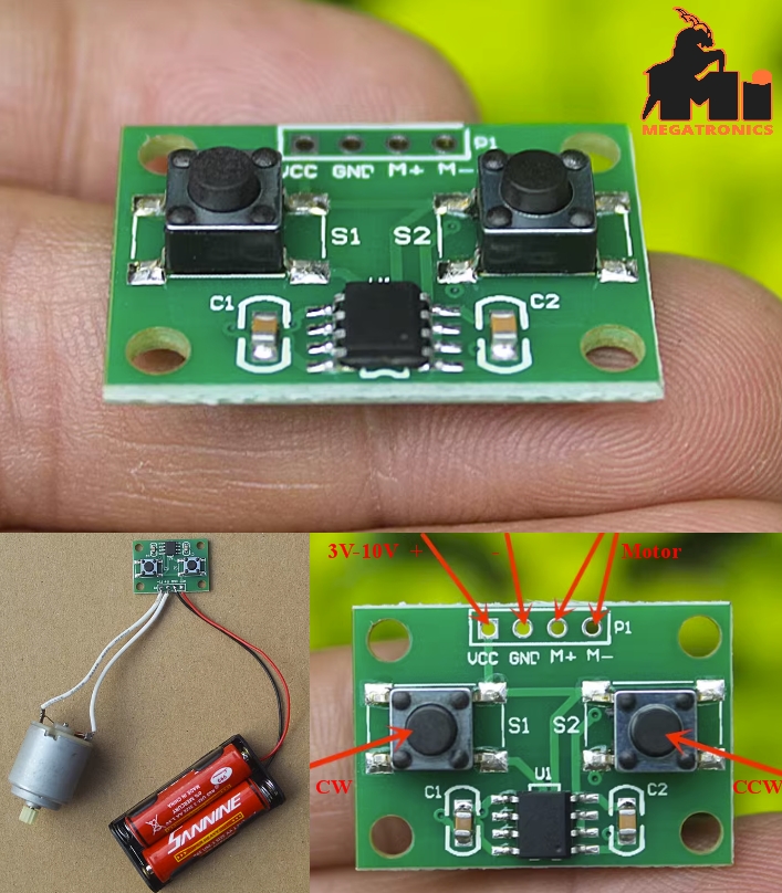 Two-way motor forward and reverse control switch DIY 3V-10V CW CCW controller 