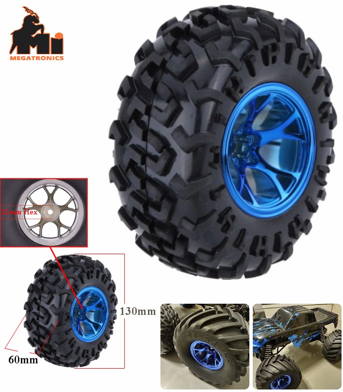 Blue 1/10 Monster Truck Tire Tyre wheel Traxxas HSP Tamiya HPI Kyosho RC