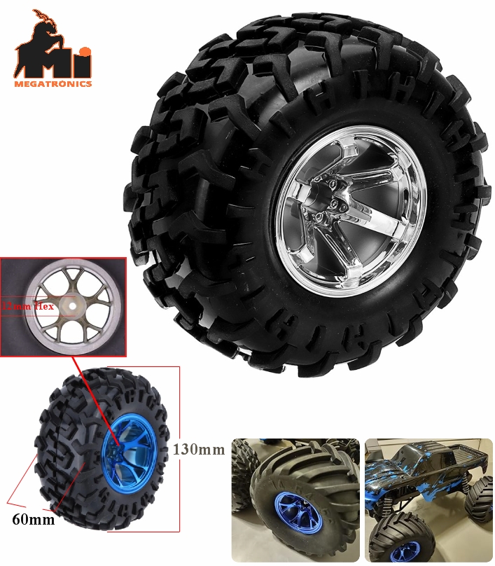 Silver 1/10 Monster Truck Tire Tyre wheel Traxxas HSP Tamiya HPI Kyosho RC