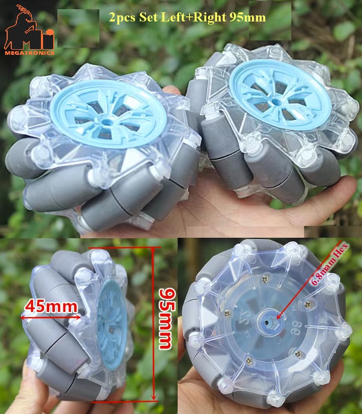 Left+Right 95mm Mecanum wheel omnidirectional universal tyre smart car robot tir