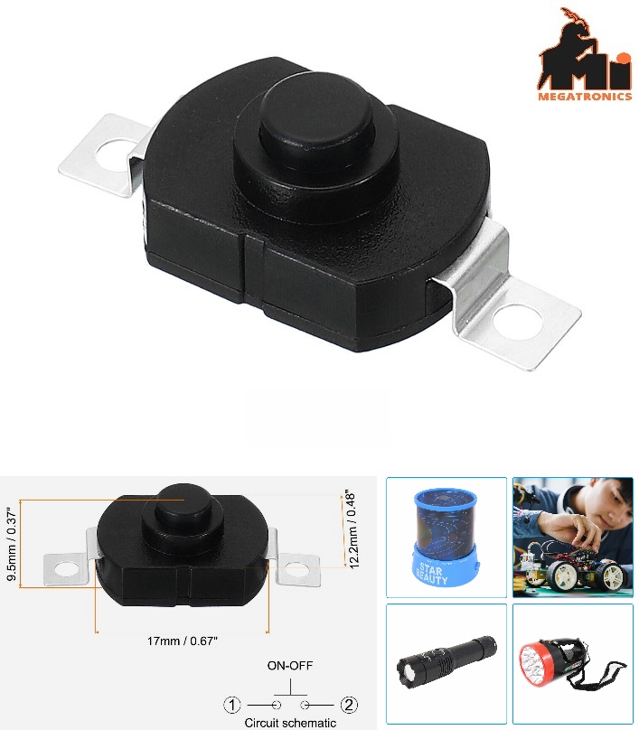 Latching Push Button Switch Power ON-OFF switch KAN-23 Flat Pin