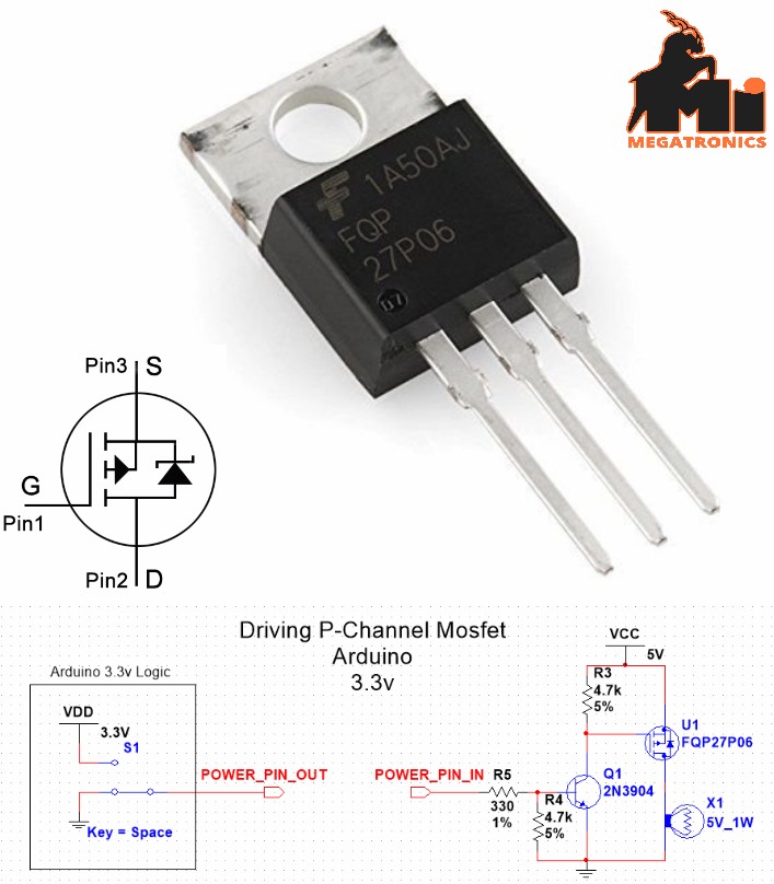 P-Channel MOSFET 60V 27A FQP27P06 TO-220