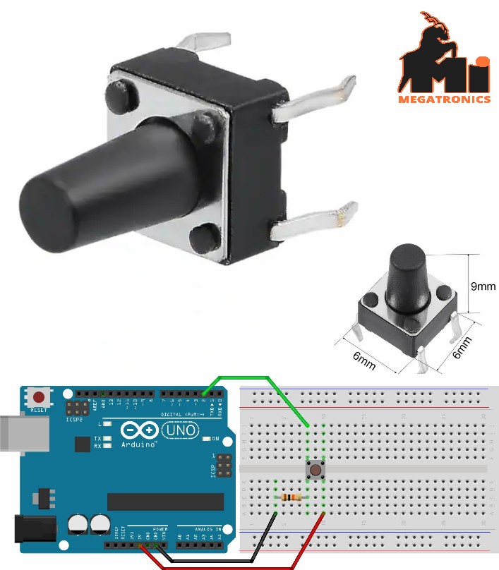 6x6x9 Momentary Tactile Push Button Switch SPST Miniature Mini Micro Small PCB