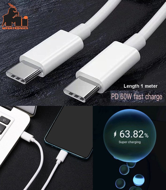 PD USB-C to USB-C cable type c to type c 3A 60W charging data wire USB Power Del