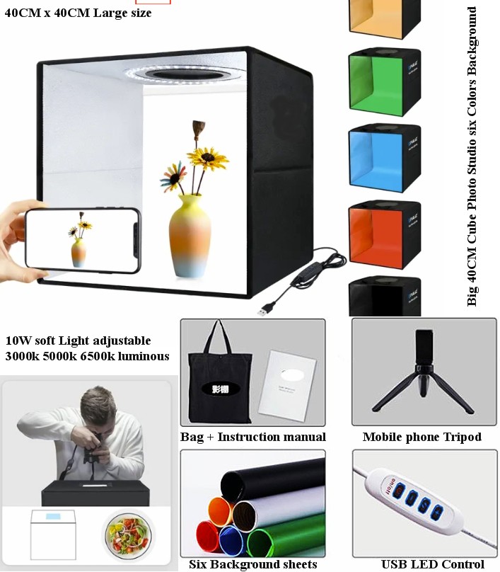 40cm portable LED photo studio folding quick-install soft light box photography 