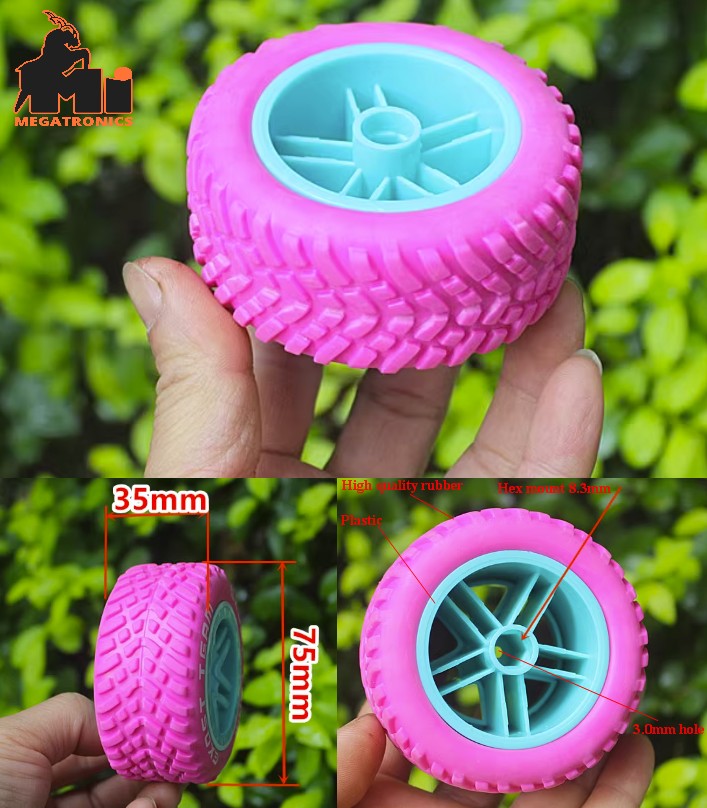 75mm Robot climbing car tire tyre hollow good elasticity DIY toy chassis accesso