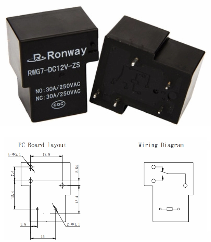 T-90 Relay 220AC 30A RWG7-DC12V-HS 12V Coil