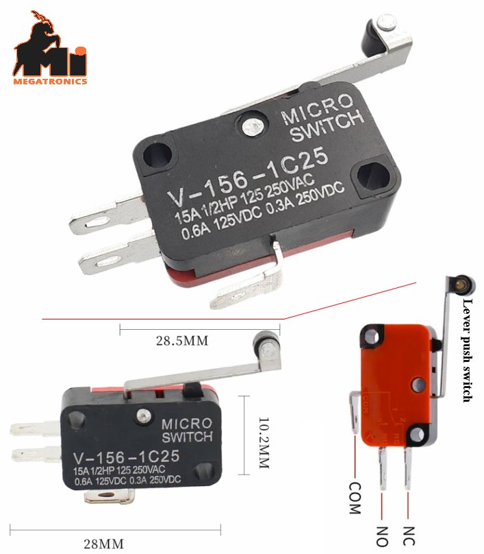 V-156-1C25 Micro Switch limit switch Roller Lever Three Terminal SPDT Long Hinge