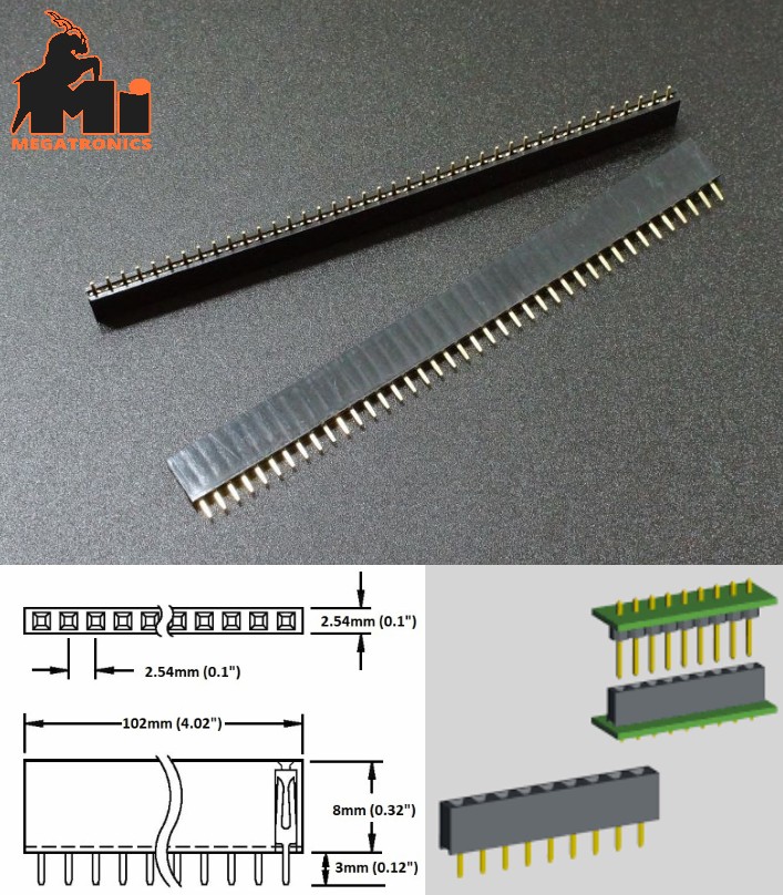 Female Header Row 40pins 2.54mm breakable pcb break-away connector