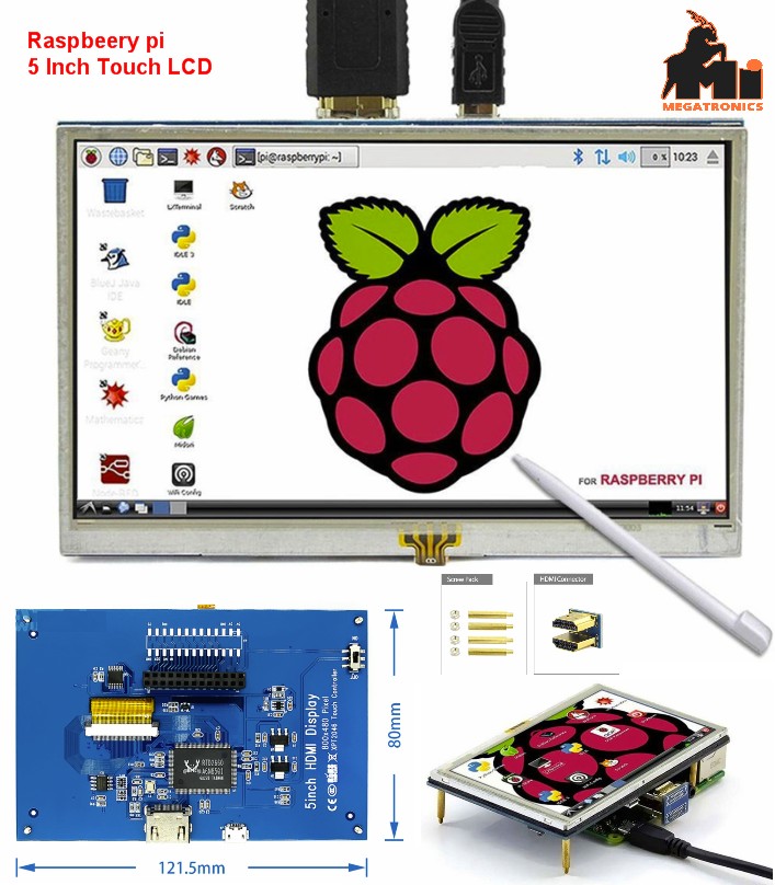 Raspberry Pi 5 inch LCD touch screen HDMI display TFT 2B/3B/4B Compatible 800x48