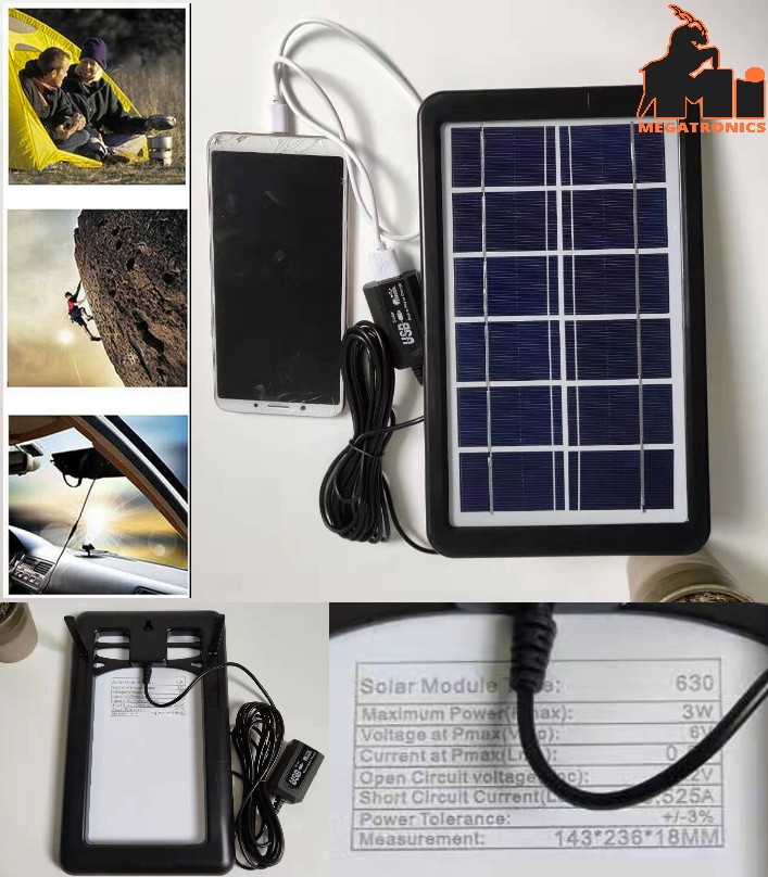 3W 6V Solar panel regulated 5V USB phone Battery Charger waterproof hiking
