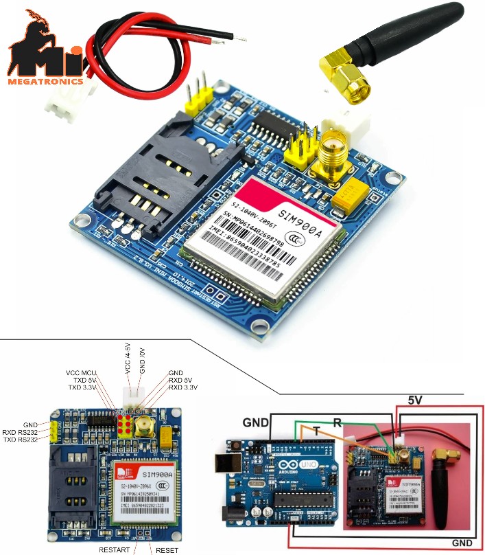 SIM900A Wireless GSM GPRS Module with Antenna (NOT Approved from PTA)