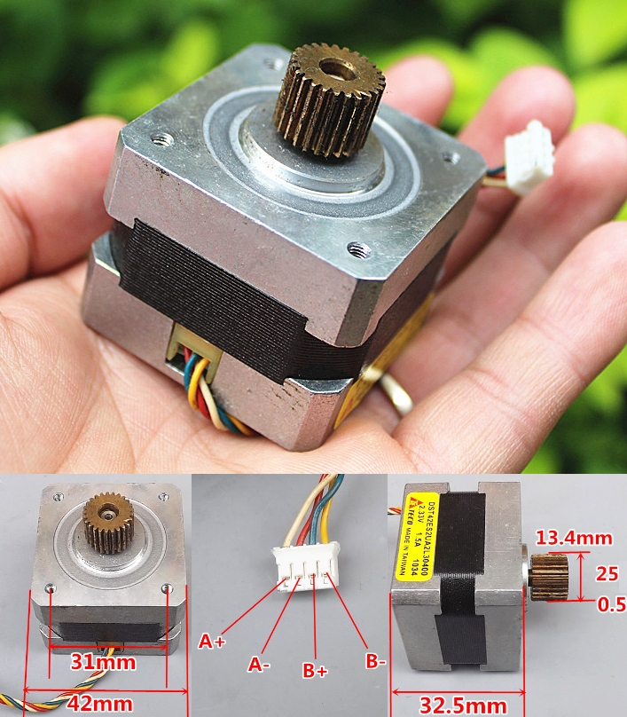 5v 1.5A 42 stepper motor with gear two phase four wir