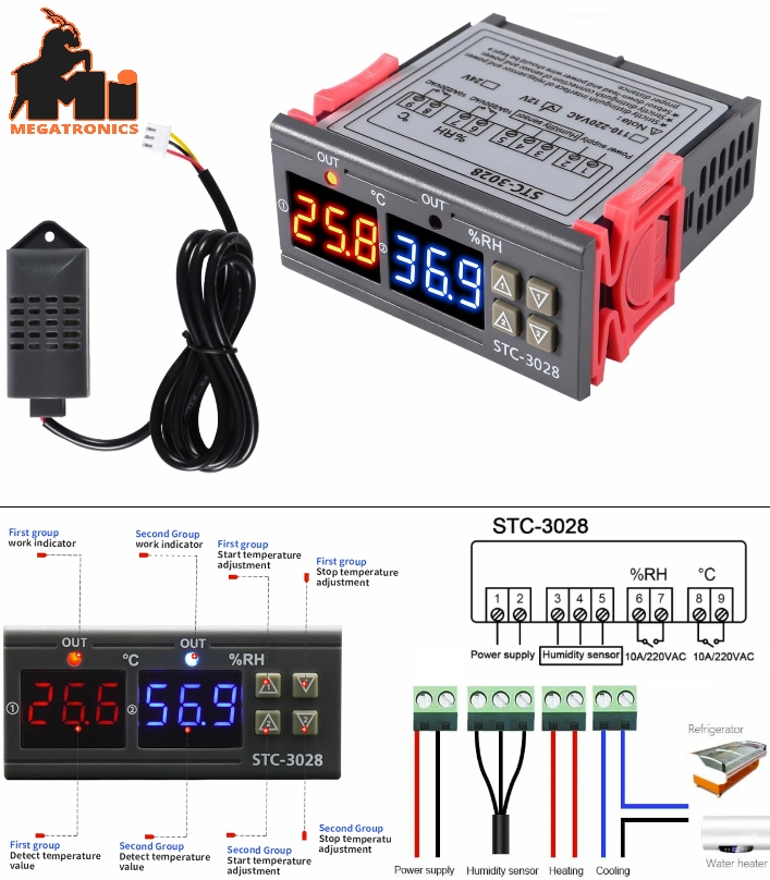 12V STC-3028 Thermometer Hygrometer controller SHT20 Temperature Humidity Dual L