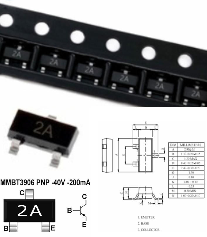 2N3906 2A PNP Transistor switching Amplifier SMD