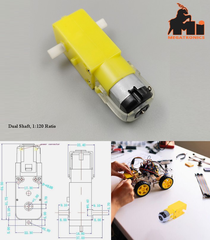 Dual shaft TT motor 1:120 robot yellow DC Gear Motor 5V 90RPM high torque Smart 