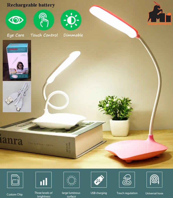 Rechargeable USB desk Lamp light torch touch Adjustable brightness Eye Protectio