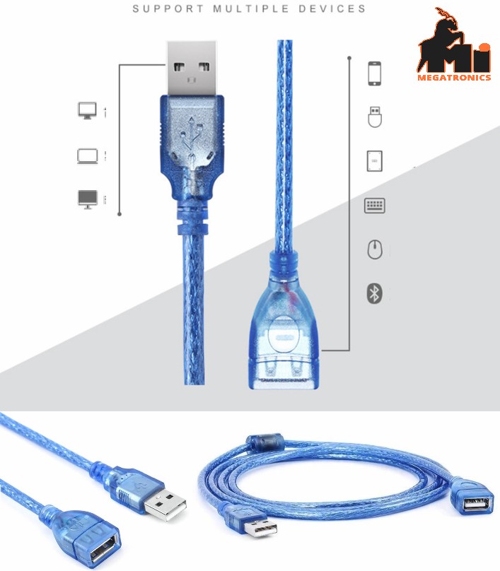 1.5 Meter Transparent USB Extension Data Cable USB2.0 Male To Female All Copper 