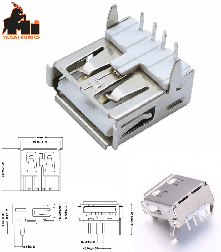 AF90 USB A Female Type A SMD Connector USB port pcb socket