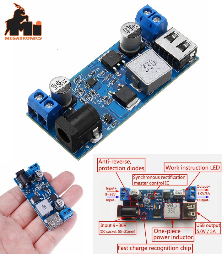 24V-12V To 5V 5A Power DC-DC Step-Down buck Converter LM2596S Power Supply