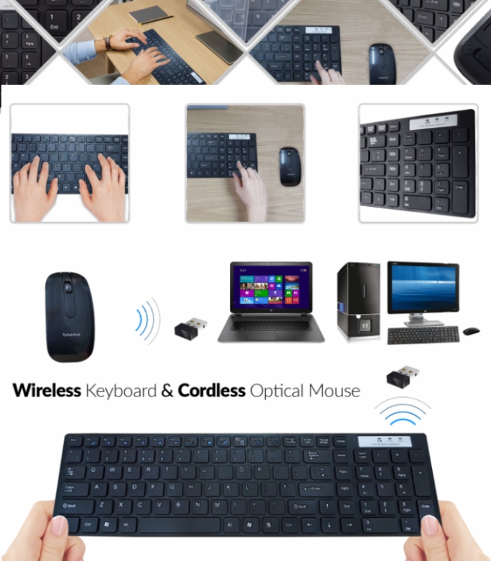 Slim 2.4GHZ Wireless Keyboard and Mouse Combo For PC laptop