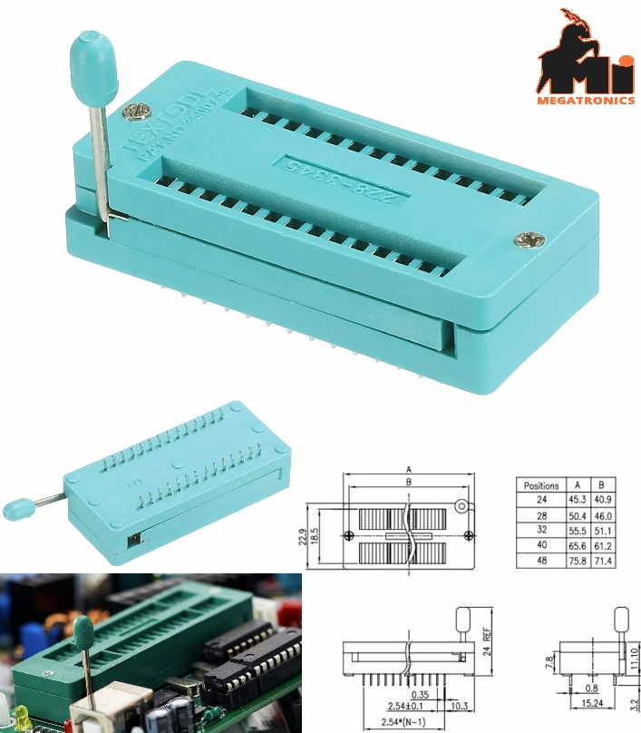 28pin Wide base Universal ZIF socket IC microcontroller socket IC base