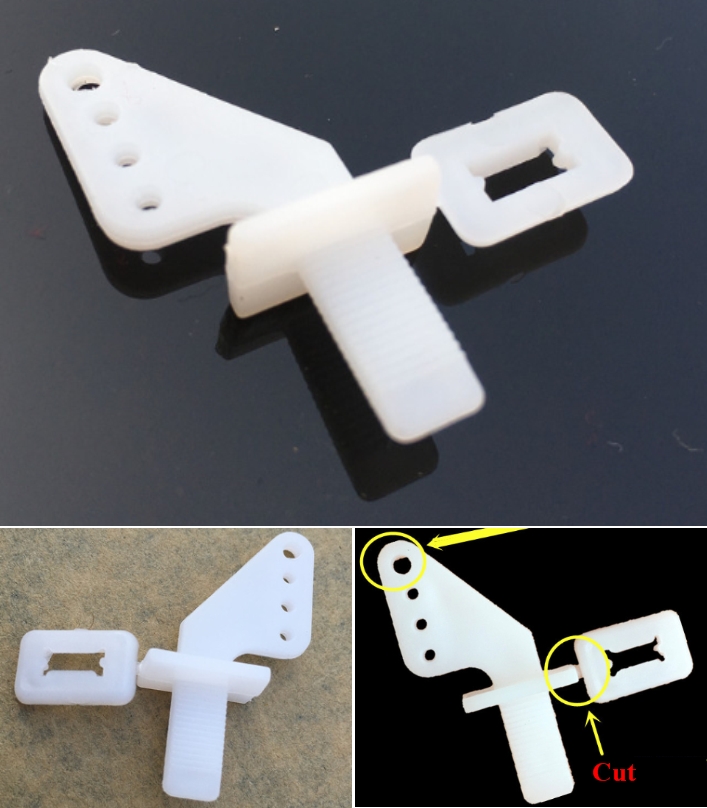 Plug-in KT Rudder angle RC control horns zip