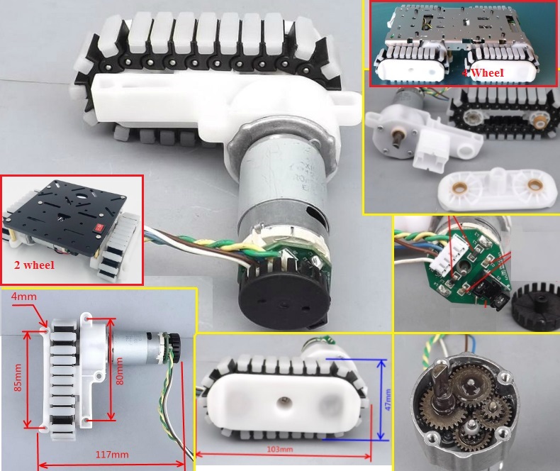 tank track robot motor with encoder and gear box 